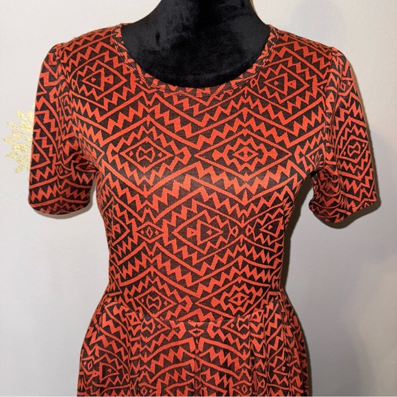 LuLaRoe Dresses & Skirts - Retro Women’s BOHO Aztec Geometric Chic Dress Black Orange Fall Autumn